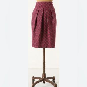 ANTHRO Eva Franco Shirr and Pleat Pencil Skirt Size 4 pink Red Motif